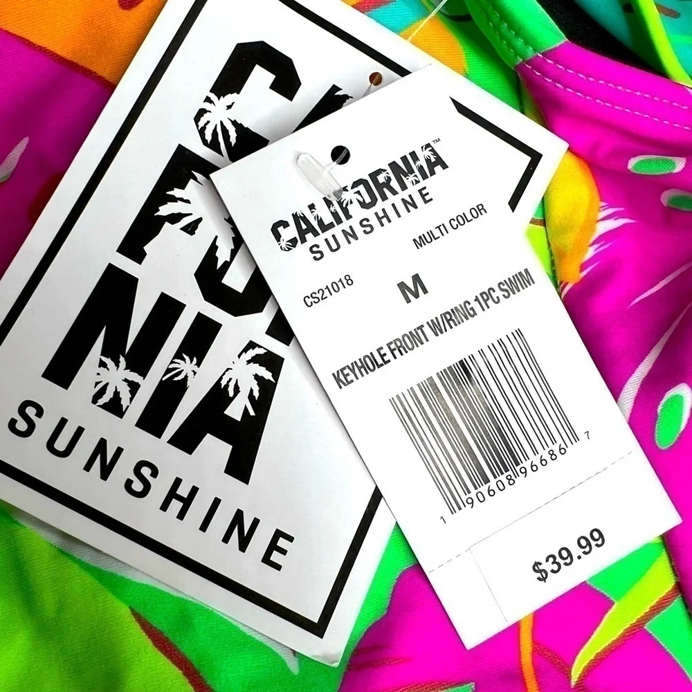 California Waves MULTI Juniors' Tropical-Print One-Piece Swimsuit - Picture 12 of 13